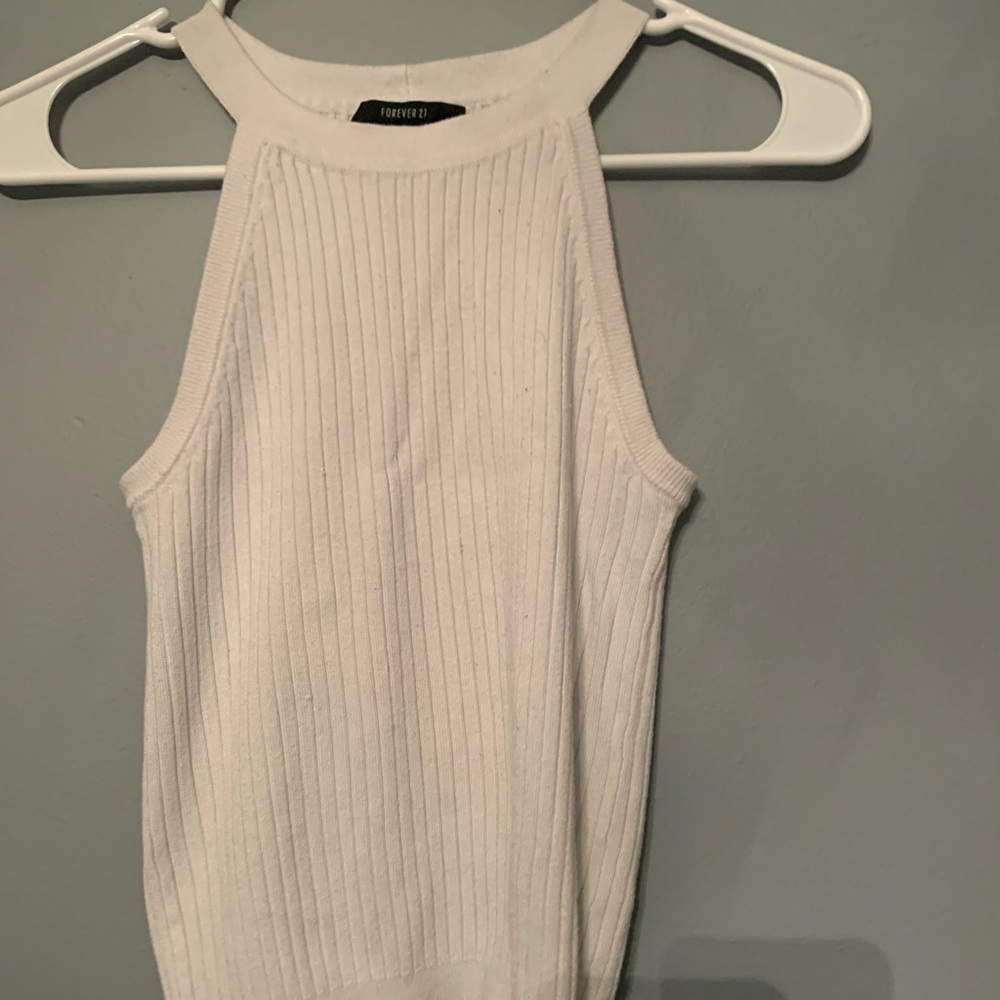 white halter crop top